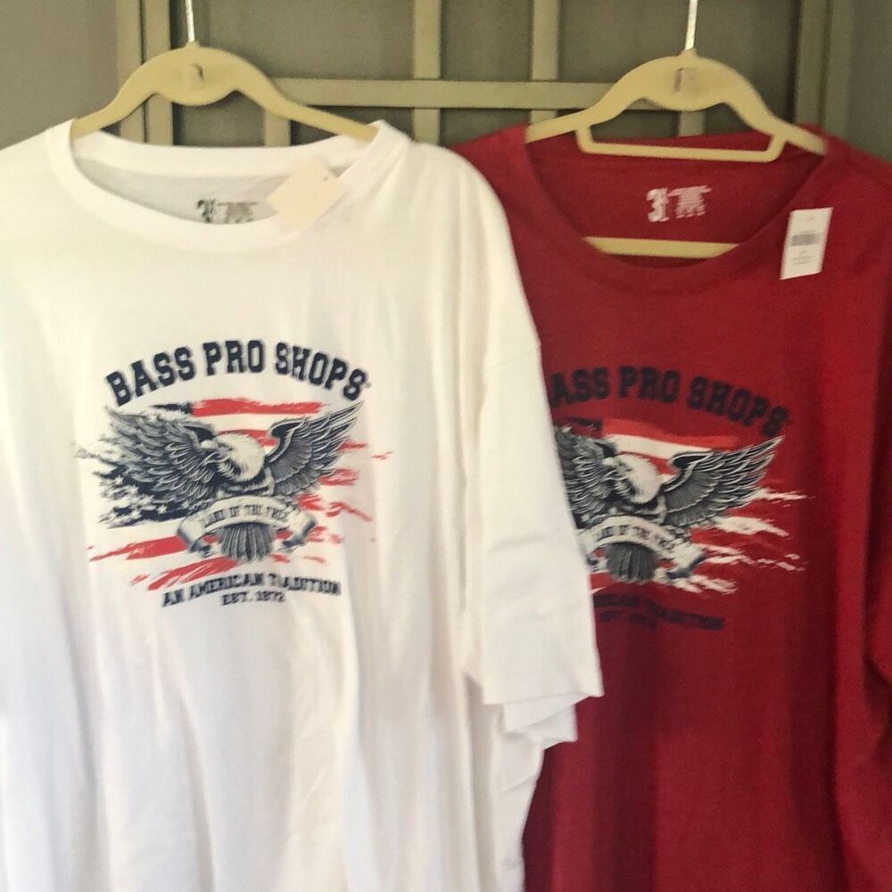 NWT Bass pro shop lot set of 2 T-shirts land of the free an American tradition l
